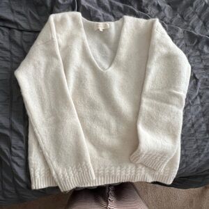 Sezane Cream V-Neck Sweater
